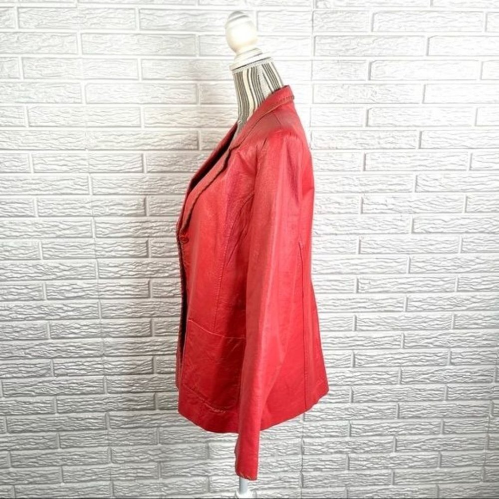 Vintage Metro Style Coral Genuine Leather Size 16 Tan Embroidered Trim - Picture 6 of 9